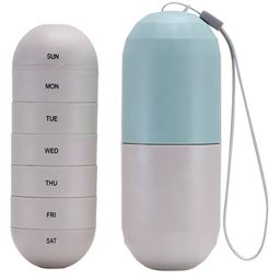 COZY VIBES Large Compartment Grain Fiber Moisture Proof Cute Weekly Pill Organizer, Laser Carving Markings, BPA Free Travel Hiking 7 Day Pill Box Case to Hold Pills,Vitamins,Fish Oil,Supplements - PACK OF 1 - COLOR MAY VARY-1
