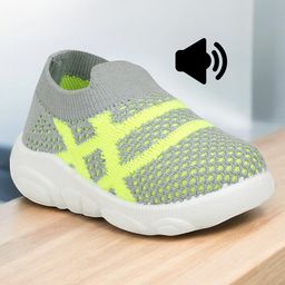 Lil Lollipop Abstract Designed & Mesh Detailed Slip On Musical Shoes - Grey-image-59