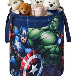 Kuber Industries Foldable 45L Toys Organizer for Kids Room - Soft Toys Storage Bag/Basket/Container with Handles | Marvel Avengers - Blue-21