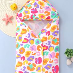 Babyhug Terry Knit Printed Hooded Wrapper - Multicolour-image-21