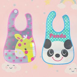 Badal Kidz Plastic Waterproof Baby Feeding Apron with BIB - Pink &Green(Pack of 2)-picture-31