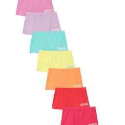 Charm n Cherish Cotton Blend Pack Of 7 Weekdays Text Printed Girls Boyshorts - Pink Red & Blue-image-93