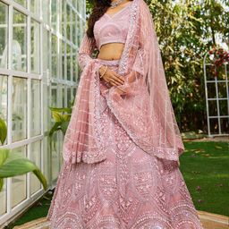 panchhi Embroidered Sequinned Semi-Stitched Lehenga & Unstitched Blouse With Dupatta-image-23