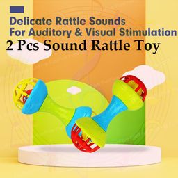 FunBlast Dumbbells Rattle Teether Toy for Babies  Pack of 2 Multicolor image 2