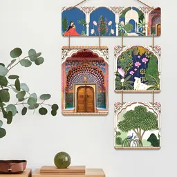 ArtVibes Multicoloured Wood Madhubani Art Wall Hanging-image-35