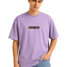 GLOBAL NOMAD Typography Printed Drop-Shoulder Sleeves Pure Cotton Oversized T-shirt-image-47