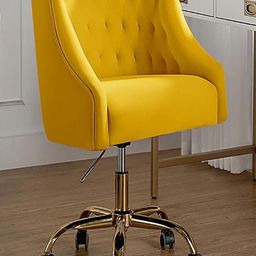 Doe Buck Velvet Finish Yellow Adjustable Office Chair-image-98
