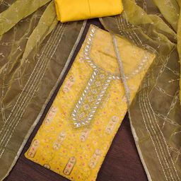 SAINOOR Embroidered Organza Semi-Stitched Dress Material-image-40