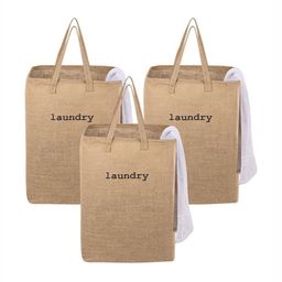 Aura 3Pcs Brown & Black Printed Jute Foldable Laundry Bags With Handles - 75 L Each-16