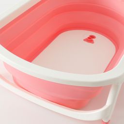 fab n funky Folding Baby Bath Tub with Drain Plug - Pink image 5