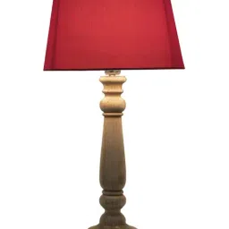 Homesake Natural Mabel Rustic Table Lamp with Red Shade (Bulb Included) - Set of 1 image 2
