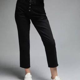 High Star Black Cotton Flared Fit High Rise Jeans-image-99