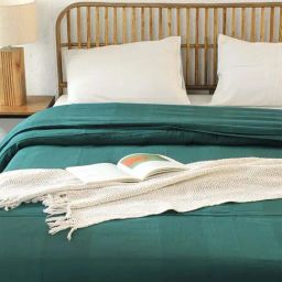 House This Herringbone Green Cotton Double Duvet Cover-21