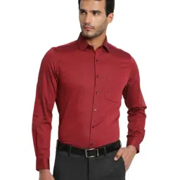 Turtle Red Cotton Slim Fit Dobby Shirt-image-70