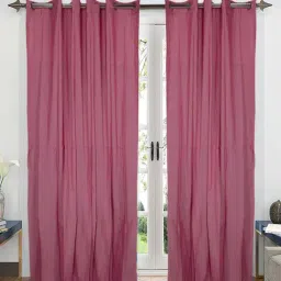 Saral Home Chawla Pink 7 ft. Eyelet Door Curtains - Set of 2-32