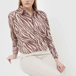 Code by Lifestyle Brown Cotton Printed Shirt-image-84