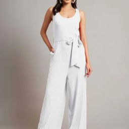 Brinns White Cotton Regular Fit Jumpsuit-image-42