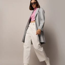 Only Light Grey Textured Coat-46