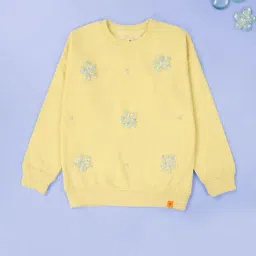 Kiddopanti Girls Yellow Regular Fit Sweatshirt-picture-19