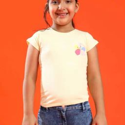Tales & Stories Kids Cream Printed Top-image-12