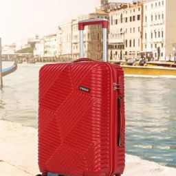 Teakwood Leathers Red Geometric Small Hard Sided Cabin Trolley-image-89