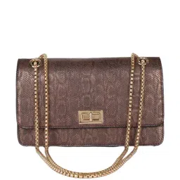 Carlton London Dark Brown Textured Medium Sling Handbag-image-94