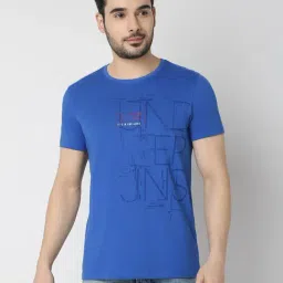 Underjeans By Spykar Blue Cotton Printed T-Shirts-image-67