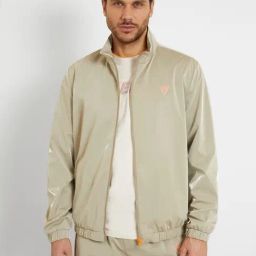 Guess Green Polyester Regular Fit Solid Jacket-image-85