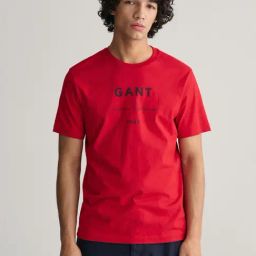 Gant Red Cotton Regular Fit Printed T-Shirt-image-47