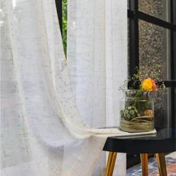 Urban Space White Polyester Printed Door Curtain with Eyelets & Tieback - Set of 2 (5 ft)-6