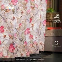 Urban Space Grey Polyester Printed Window Curtain with Eyelets & Tieback - Set of 2 (5 ft) image 3