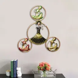 eCraftIndia Group of Tribal Women Playing Music Handcrafted Iron Wall Hanging with background LED's-48