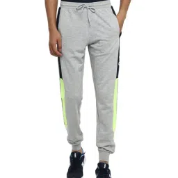 OFF LIMITS Grey & Navy Solid Mid Rise Joggers-image-10
