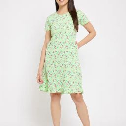 Clovia Green Printed Night Dress-image-28