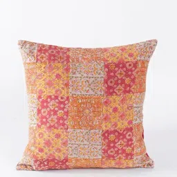 Fabindia Fushia & Orange Cotton Woven Cushion Cover-image-4