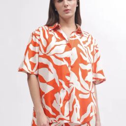 Gant Orange & White Printed Shirt-image-54