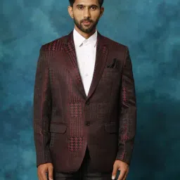 Vastramay Magenta Regular Fit Printed Blazer-image-34