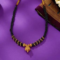 P.N.Gadgil Jewellers 22 Karat (916) BSI Hallmarked Yellow Gold Black Gem Thushi Necklace-image-39