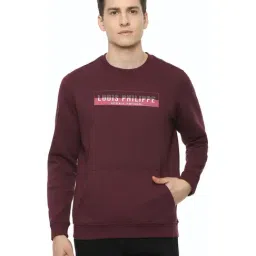 Louis Philippe Sport Maroon Regular Fit Logo Printed Sweatshirt-image-30