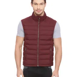 Basics Red Comfort Fit Quilted Jacket-image-36
