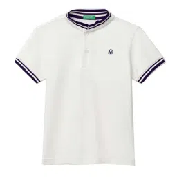 United Colors of Benetton Boys Off White Cotton Polo T-Shirt-picture-3