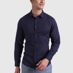 United Colors Of Benetton Navy Linen Slim Fit Shirt-image-45