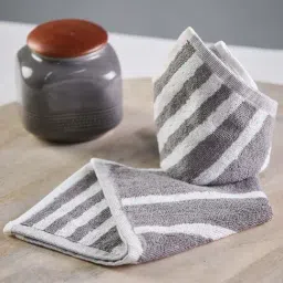 Fabindia 'Aniya' Grey & White Cotton 500 GSM Face Towel - Set of 1-image-26