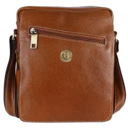 HiLEDER Brown Textured Medium Leather 8 inch Cross Body Bag-image-44