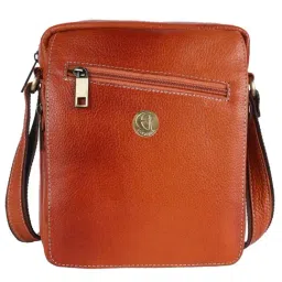 HiLEDER Orange Textured Medium Leather 8 inch Cross Body Bag-image-45
