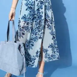 Anvi Be Yourself Blue Floral Print Skirt-image-27