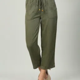 Green solid pant-image-13