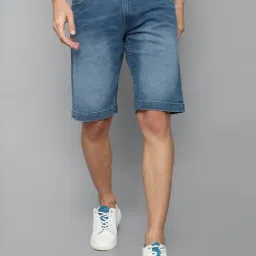 Allen Solly Jeans Blue Cotton Slim Fit Denim Shorts-picture-32