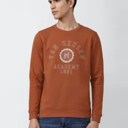 Academy By Van Heusen Rust Cotton Slim Fit Printed SweatShirt-30