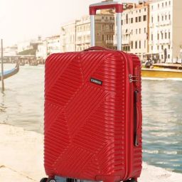Teakwood Leathers Red Geometric Medium Hard Sided Checked Luggage-image-29